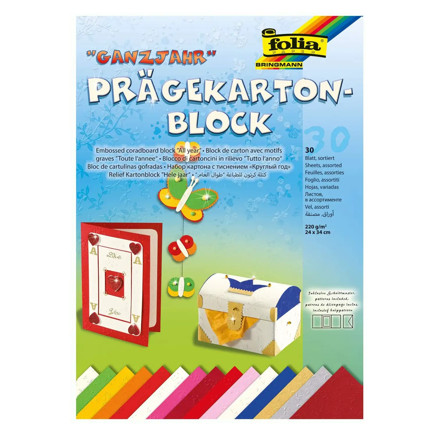 Assortimento Cartoncini Creativi Festività - 30 Fogli cm 24x34 - Carta e cartoncino