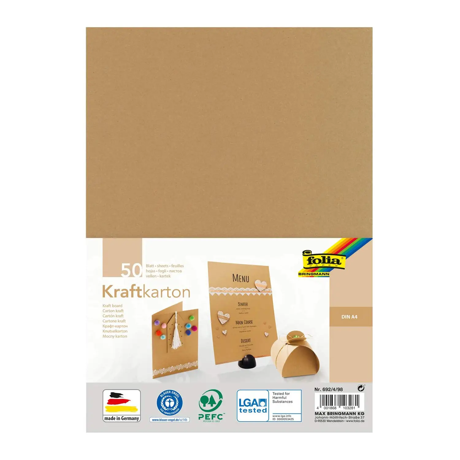 Carta Avana Kraft Riciclata 230 g/mq – Formato A4 – 50 Fogli - Carta e cartoncino
