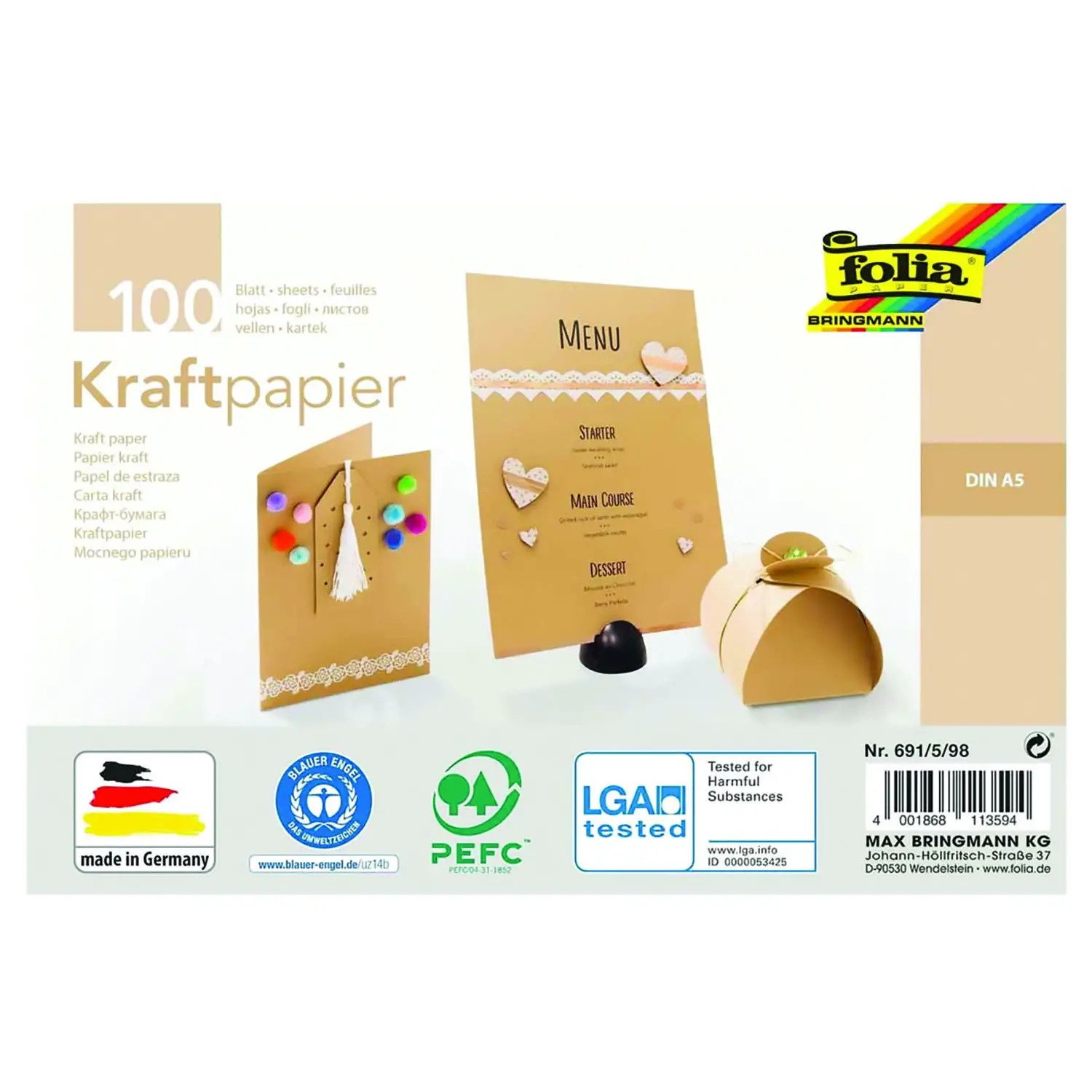 Carta Avana Kraft Riciclata A5 – 120 g/mq, 100 Fogli - Carta e cartoncino