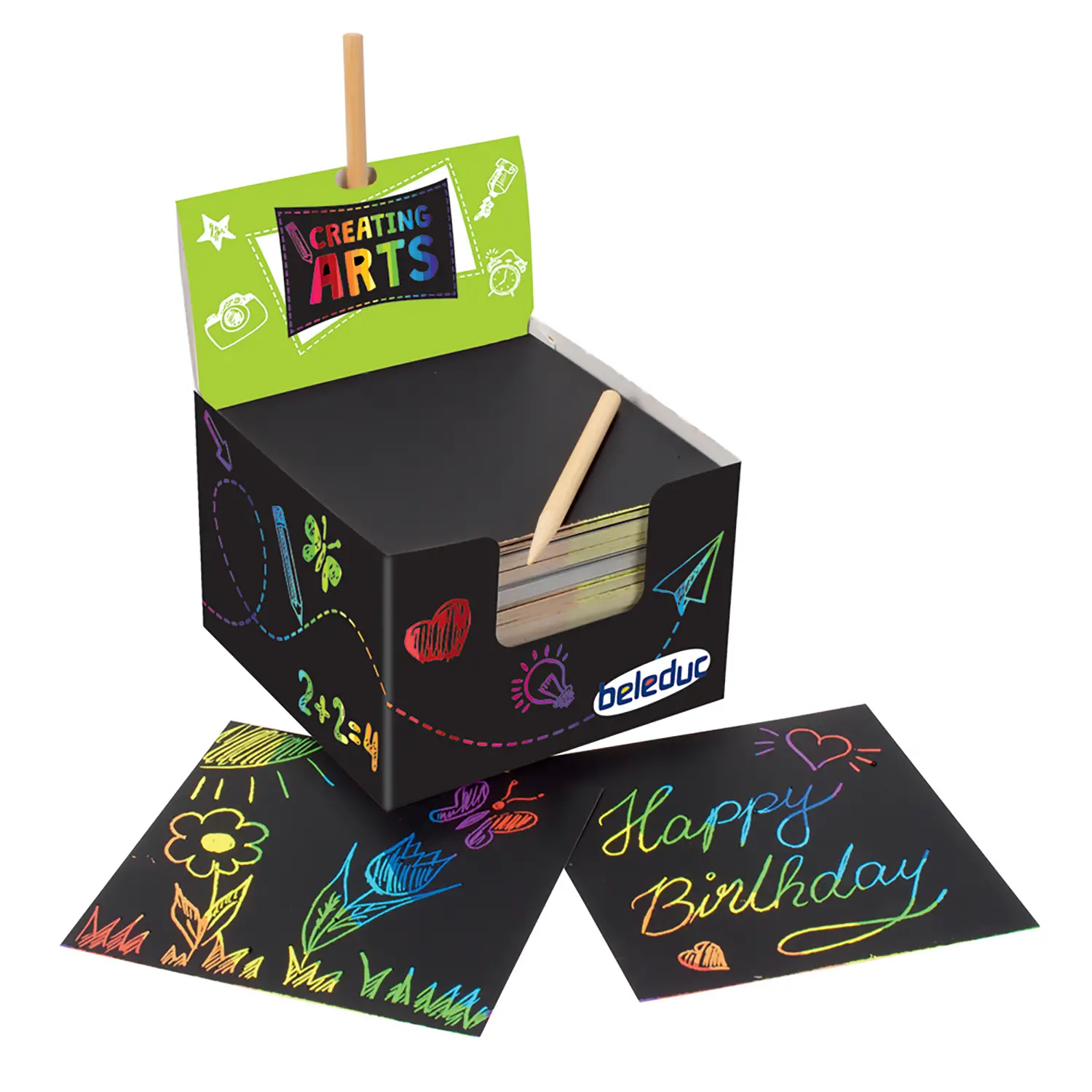 Kit Graffito – 200 Fogli + 24 Matite-Raschietto per Disegni a Sorpresa - Carta e cartoncino