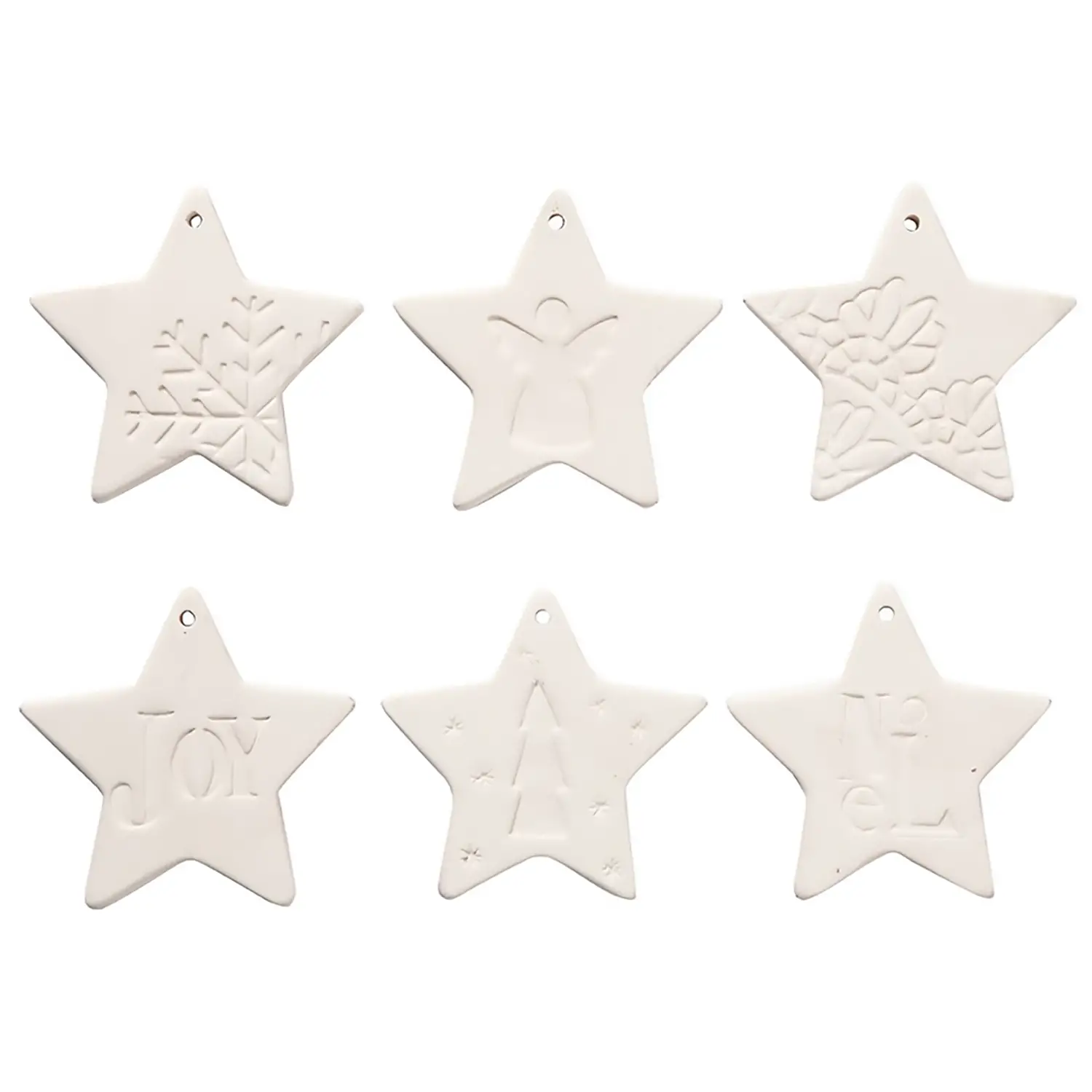 Stelle in Terracotta Bianca – Set 6 Pezzi da 7 cm - Cellulosa Plastica Polistirolo
