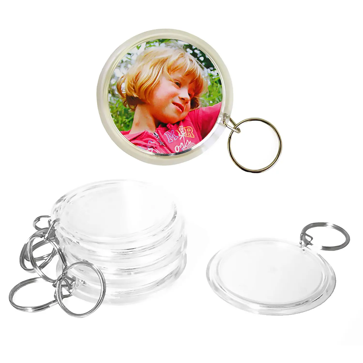 Portachiavi Tondo in Plastica da Decorare - 60 mm - Set 12 Pezzi - Cellulosa Plastica Polistirolo