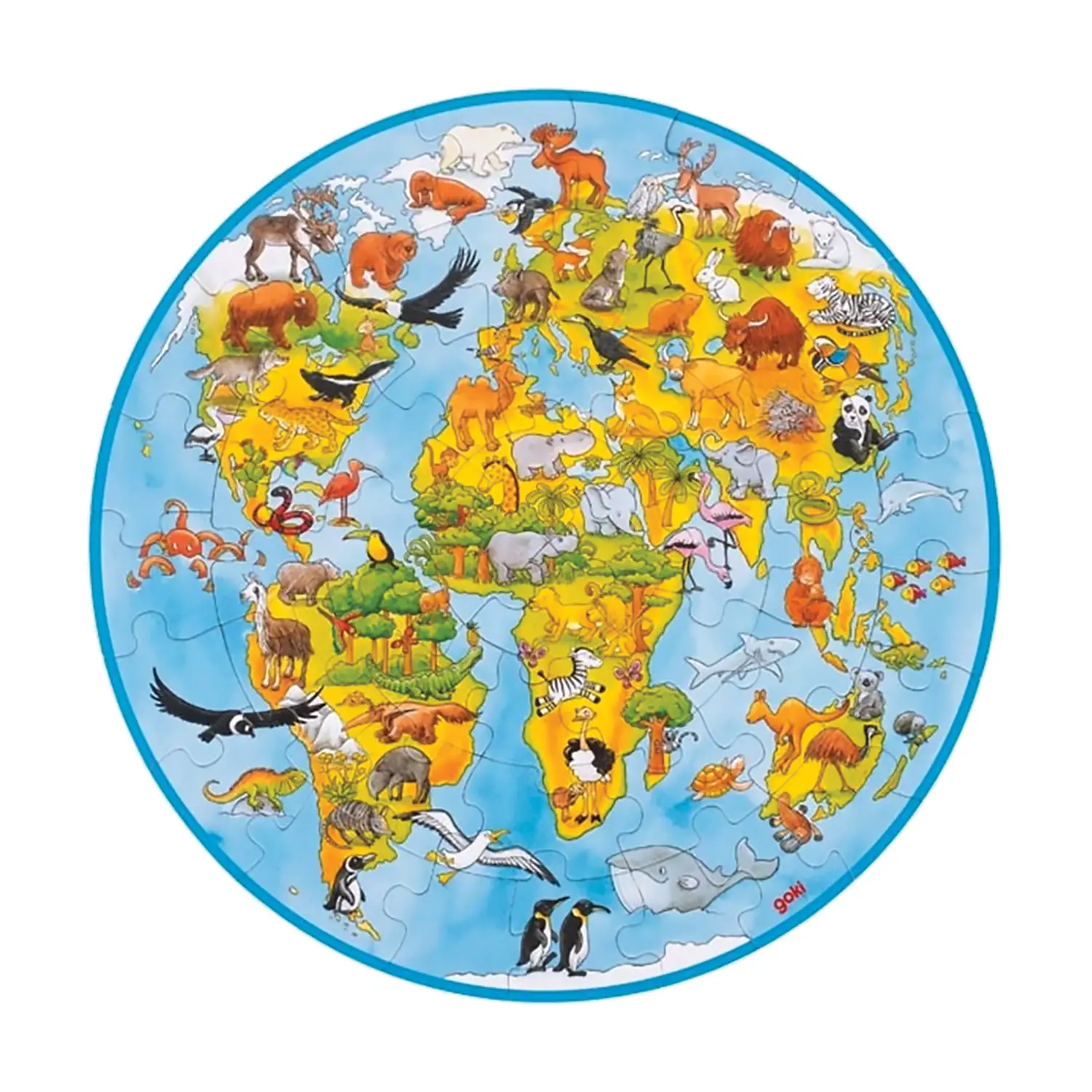 Puzzle Circolare XXL Animali Nel Mondo - Incastri e puzzle in legno