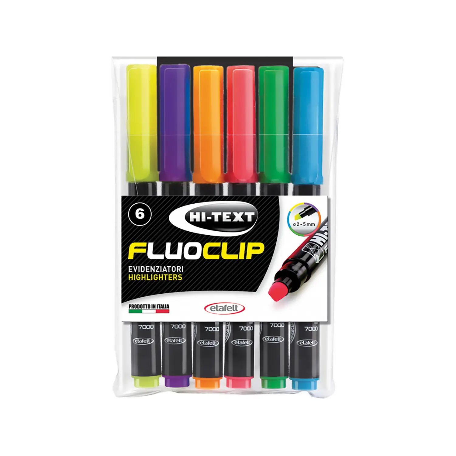 Evidenziatore Fluoclip – Set da 6 Colori Assortiti - penne pennarelli ufficio