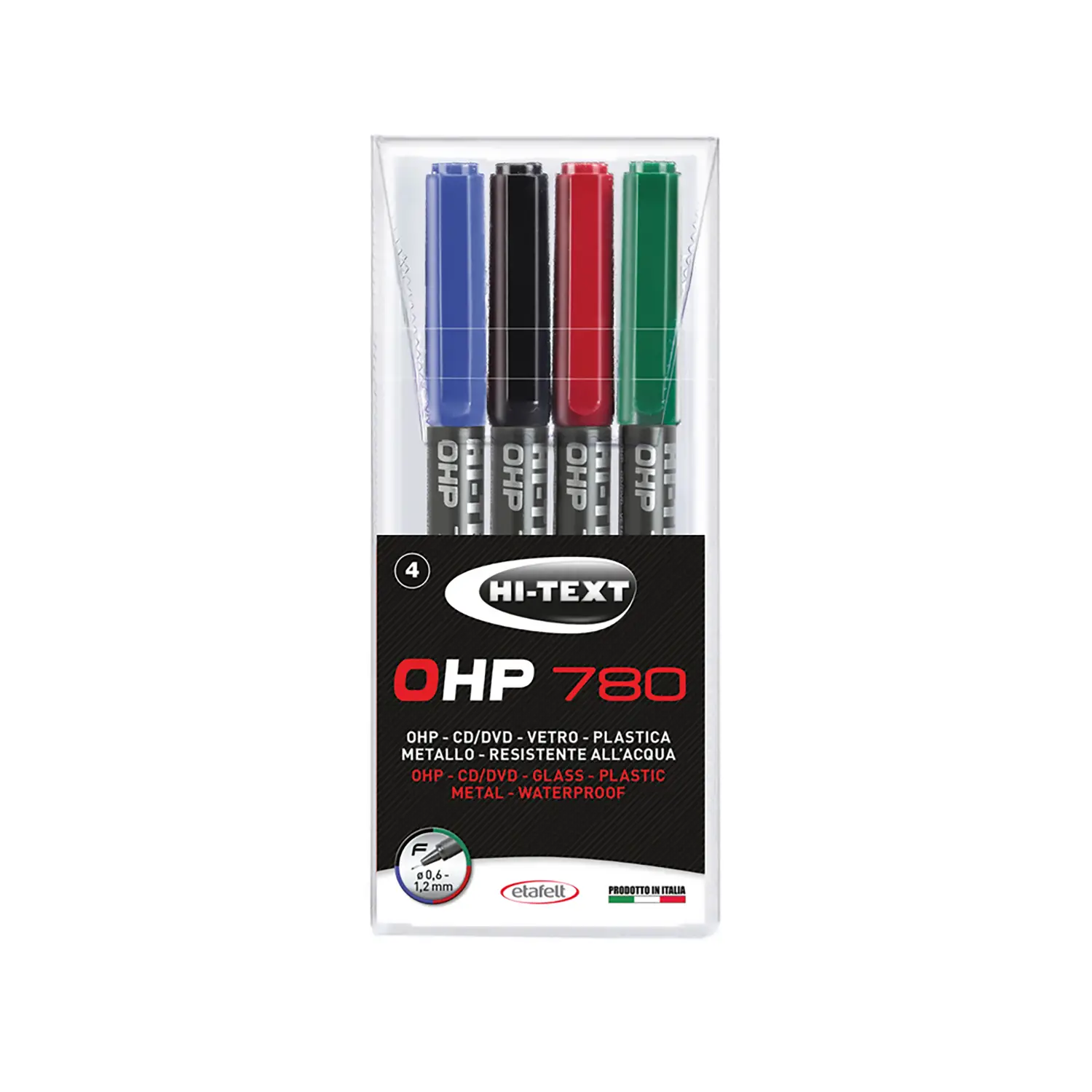 Marcatore Permanent OHP Punta Fine – Set da 4 Colori - penne pennarelli ufficio