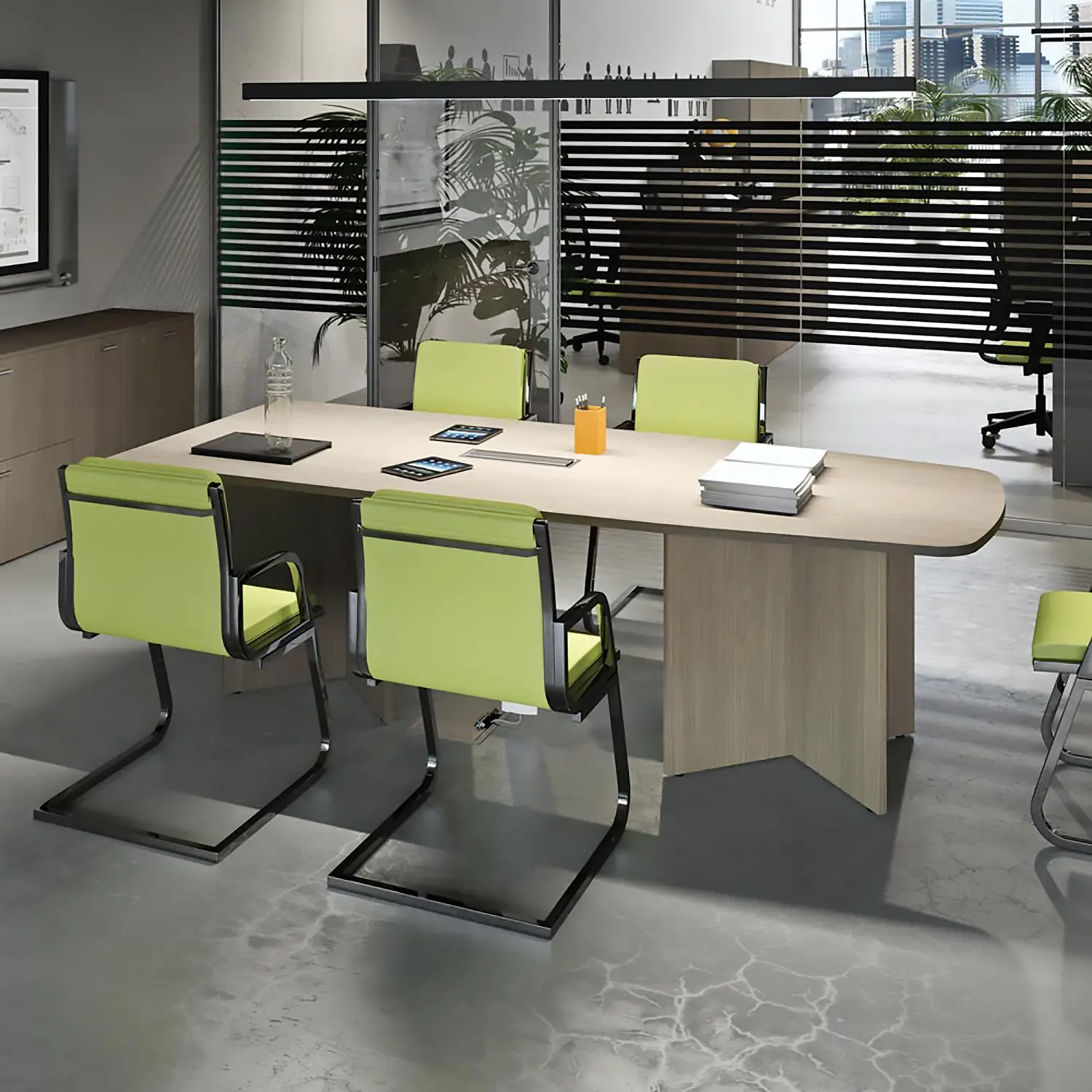 Tavolo Riunione Kamos cm. 230 con Base a Stella, Finitura Olmo- Conforme CAM - Arredo per l'ufficio