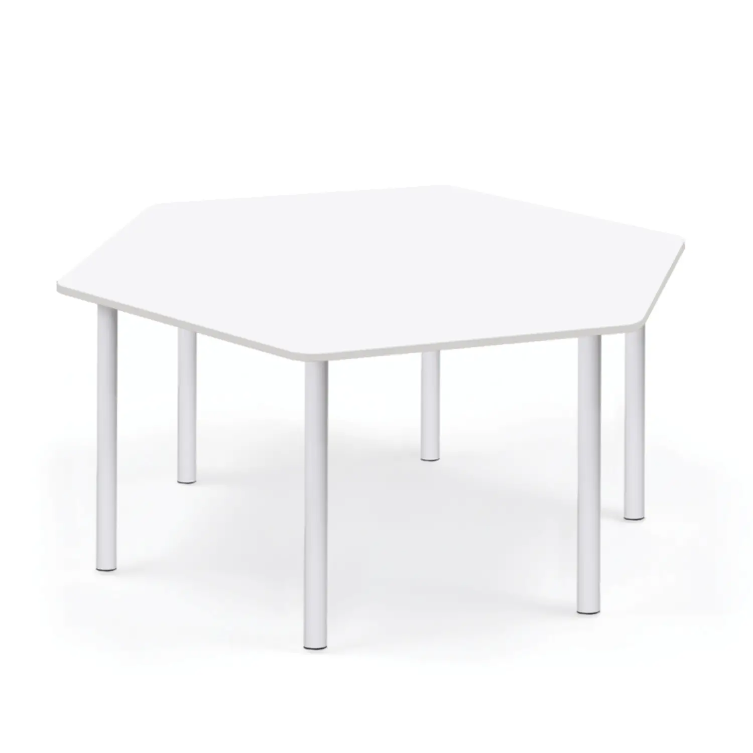 Tavolo Esagonale Scuola con Bordo Grigio H 40-58 cm. - Arredo Nido e Infanzia