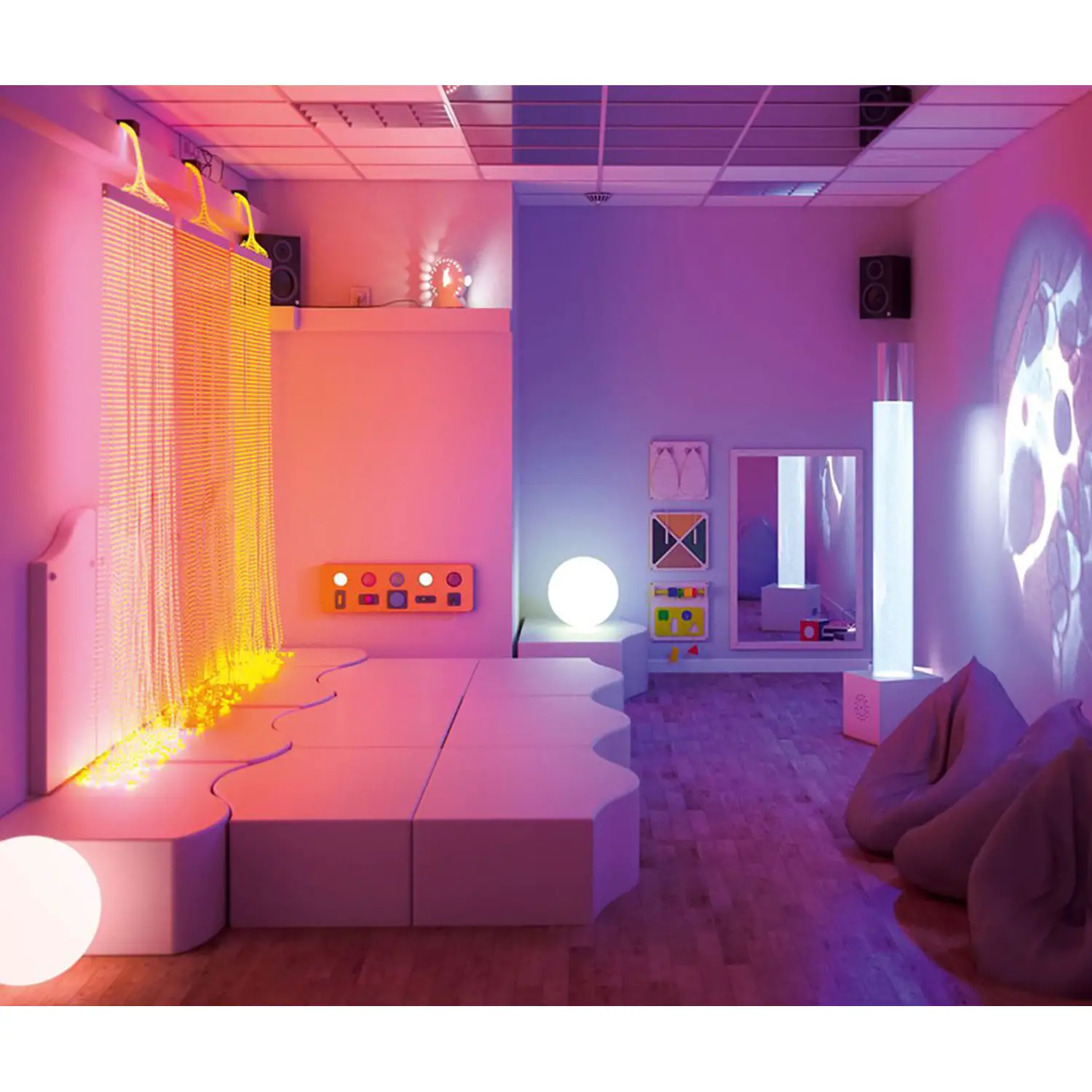 Stanza Multisensoriale Sensory Room Completa con Pouff e Accessori - Banchi antropometrici