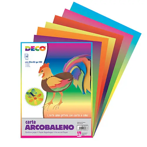 Carta Arcobaleno - 10 Fogli Assortiti (23x33 cm) - Carta e cartoncino