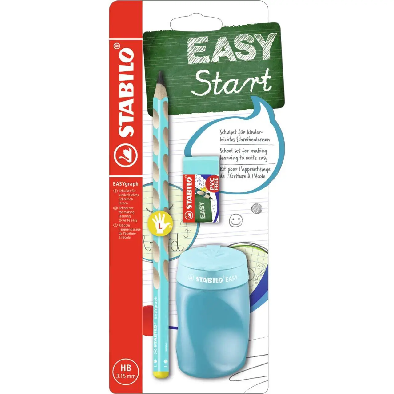 Set School per Mancini Easygraph – Matita, Temperino e Gomma Ergonomici - Matite Temperini Gomme