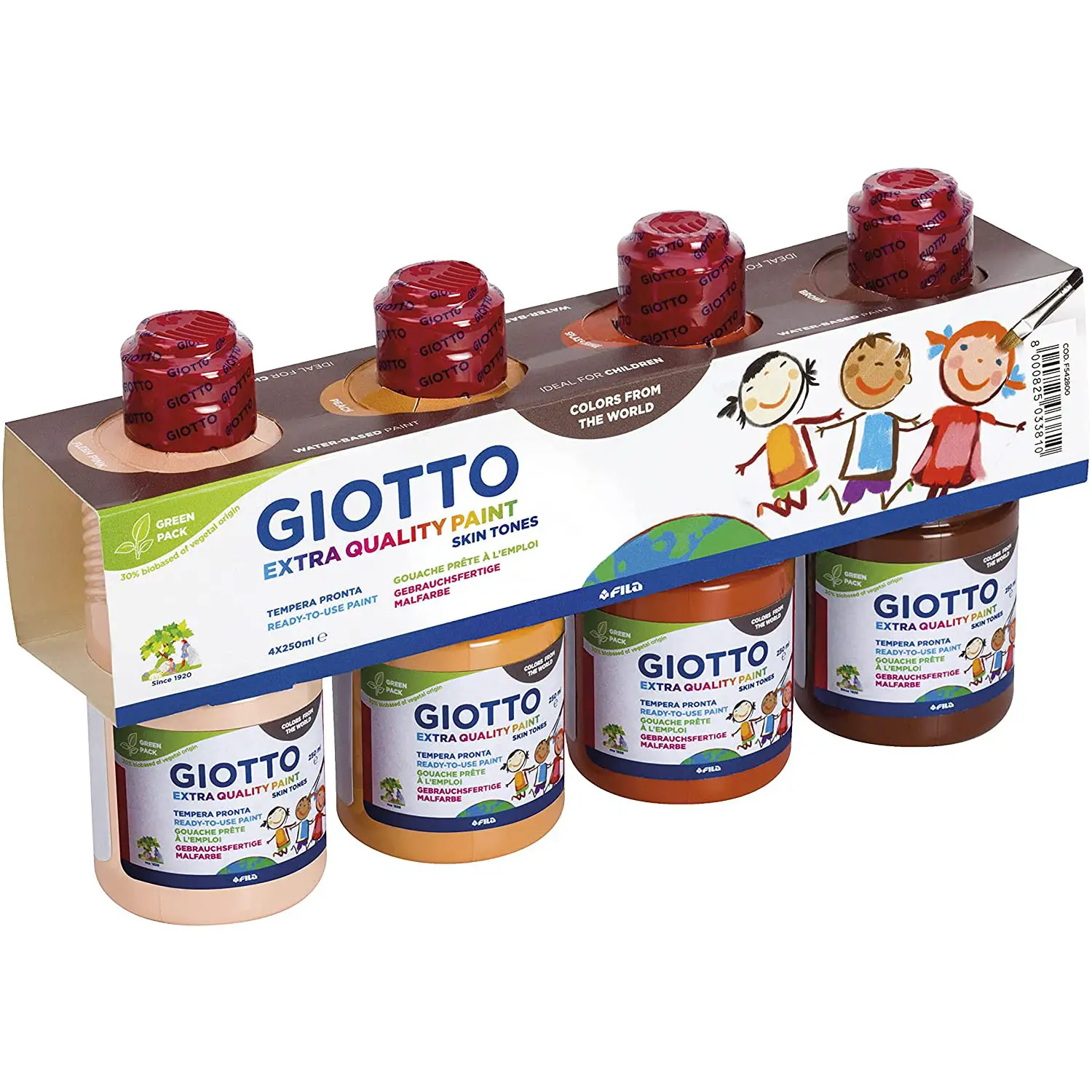 Tempera Giotto Colori del Viso - Set 4 Flaconi da 250 ml - Tempere