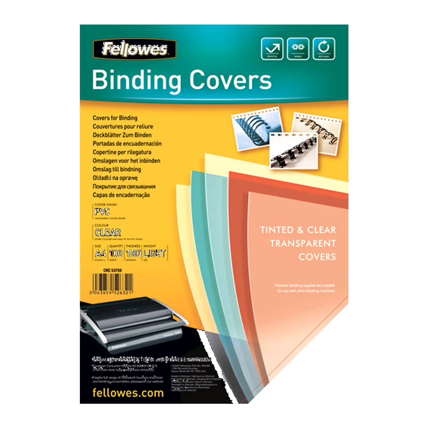 Copertine Pvc Trasparenti 180 Micron A4 - rilegatrici/plastificatrici