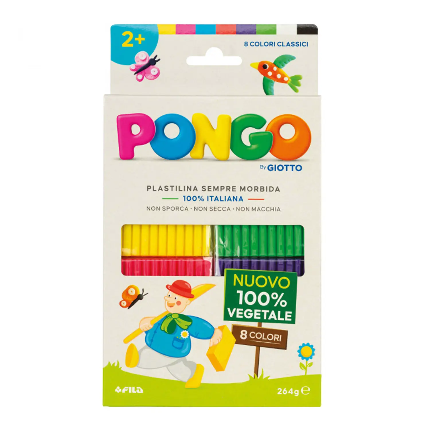 Plastilina Pongo By Giotto – 8 Colori Classici | Green, Sicura e Morbida per Bambini - Paste per modellare