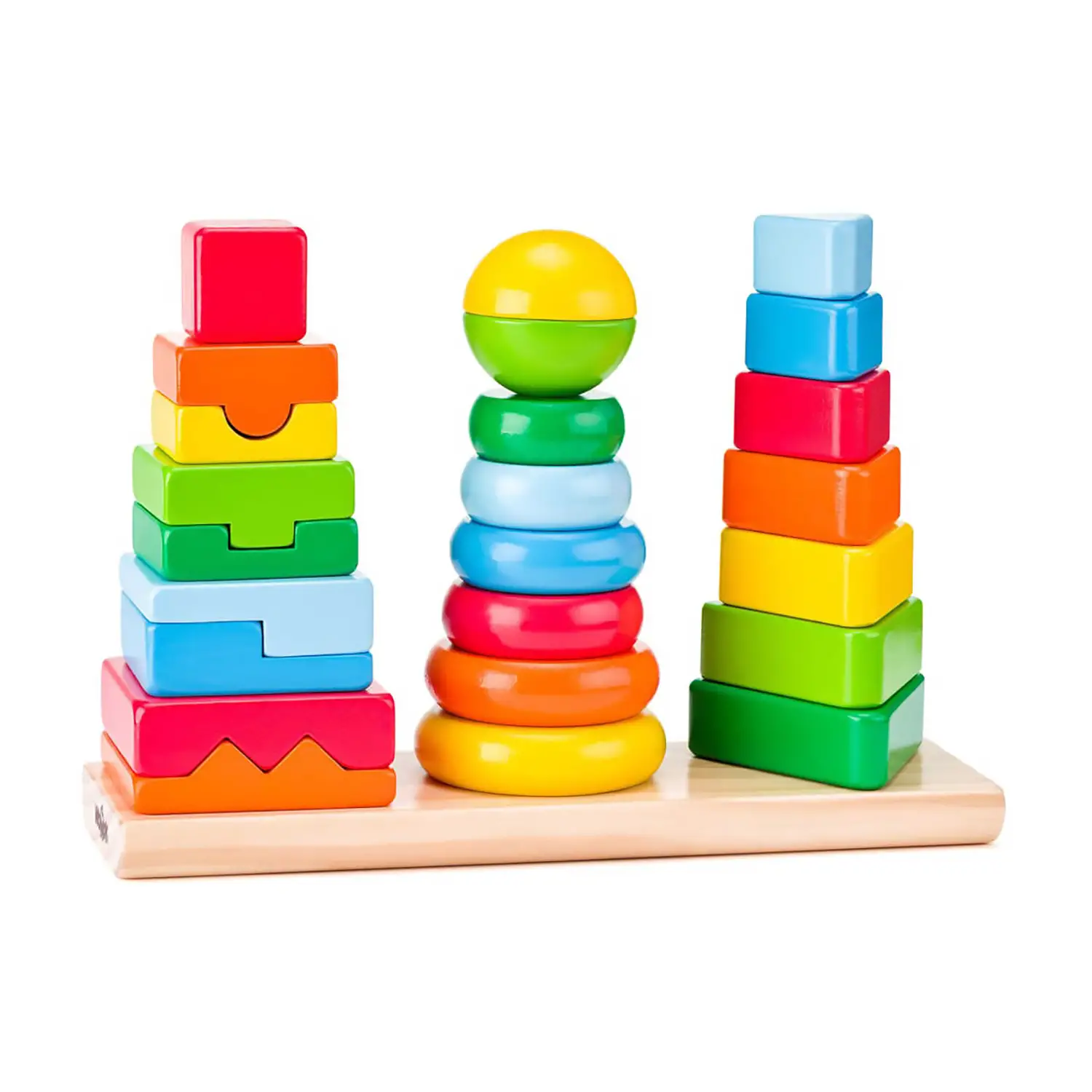 Blocchi Colorati da Infilare – Gioco Educativo in Legno - Grandezze, forme e colori