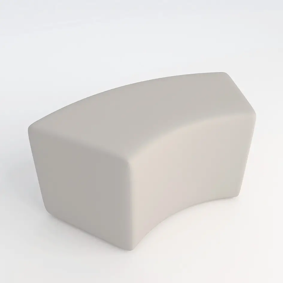 Pouf Ecopelle Ignifugo Curvo H 46 Bianco Per Ambienti Scolastici Innovativi - Salottini e arredi morbidi