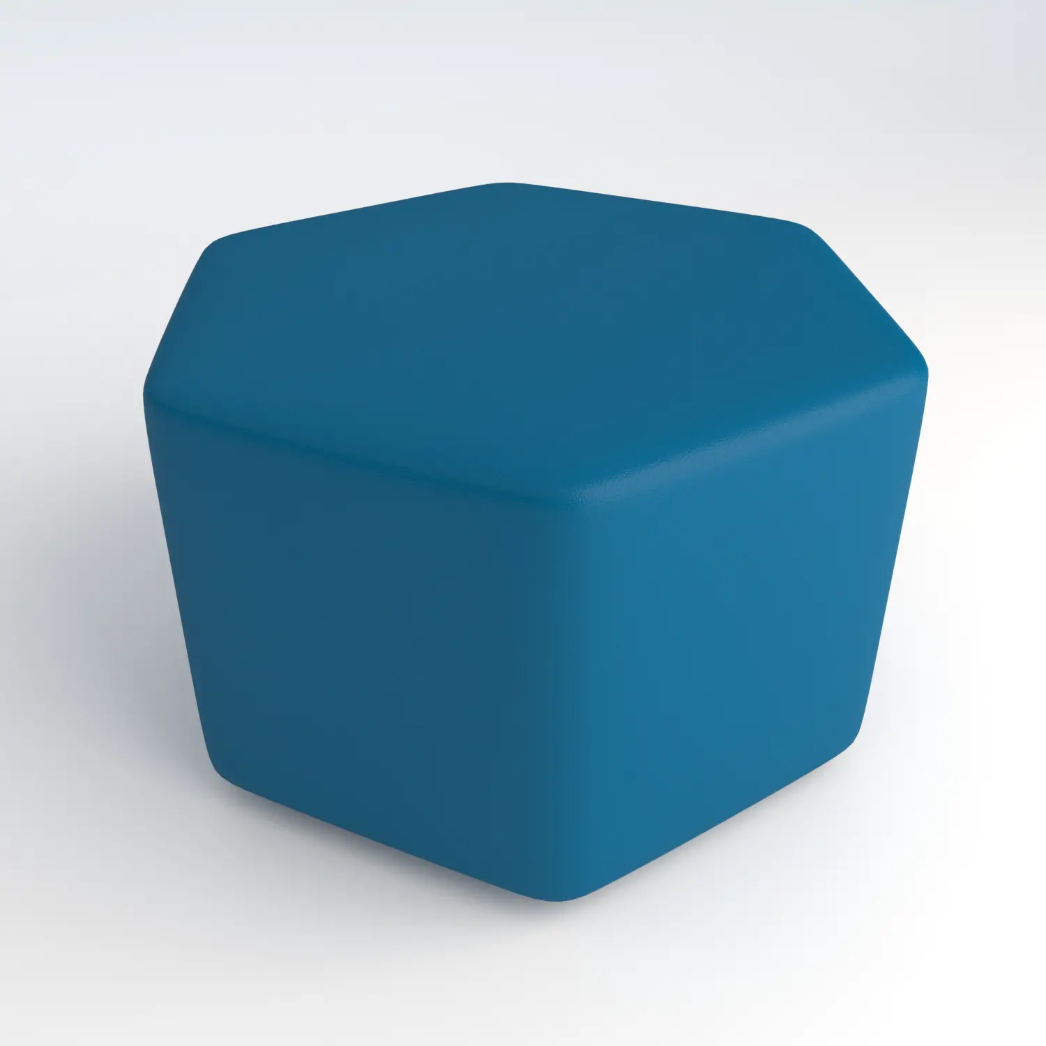 Pouf Ecopelle Ignifugo Esagonale H 46 Azzurro Per Ambienti Scolastici Innovativi - Salottini e arredi morbidi