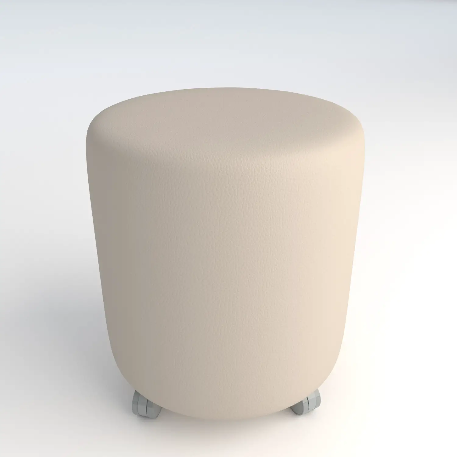 Pouf Ecopelle Ignifugo Tondo su Ruote H 40 Bianco Per Ambienti Scolastici Innovativi - Salottini e arredi morbidi