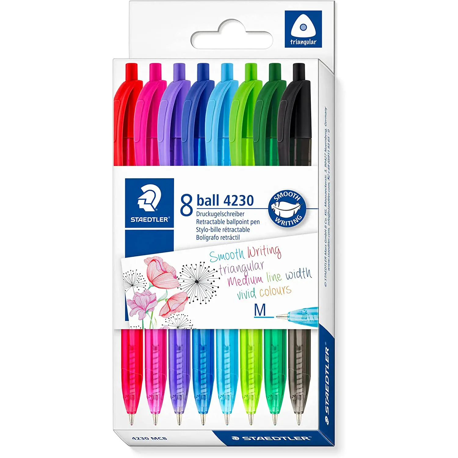 Penne Sfera A Scatto Colorate Ball 4230 - Astuccio 8 Colori Tratto M - penne pennarelli ufficio