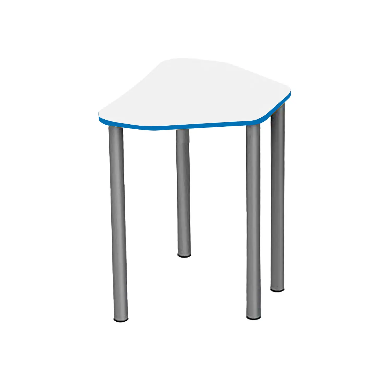 Tavolo Trapezio - Altezza Regolabile 64-82 cm - Bianco con Bordo Blu - Conforme CAM - Tavoli e piani di lavoro