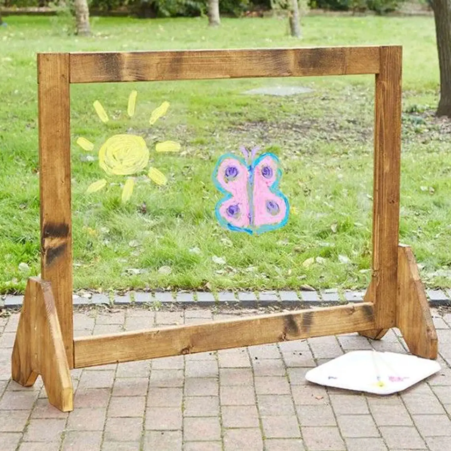Lavagna Creativa in Vetro Acrilico Trasparente, Legno per Esterni - Palestrine