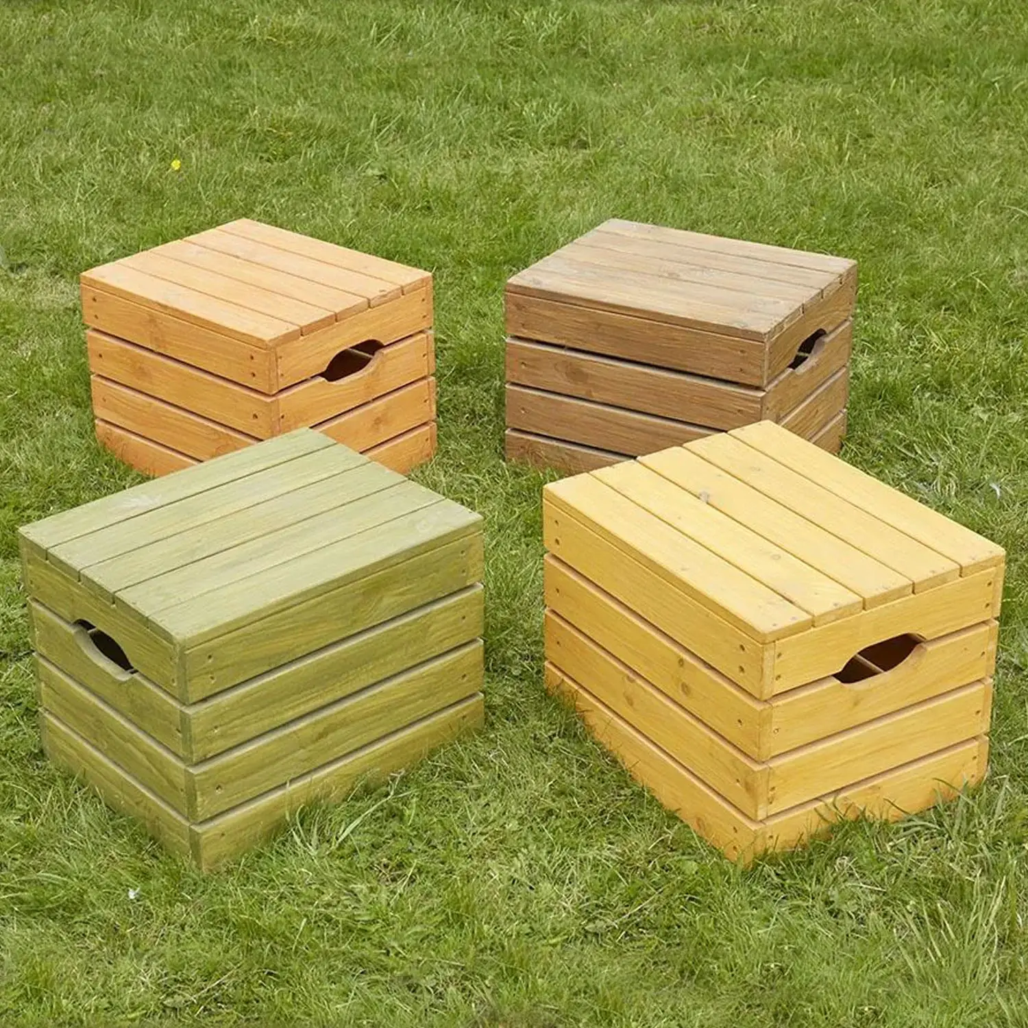 Cassette in Legno ideali per Sedersi o Contenere, Set 4 Pezzi - Palestrine