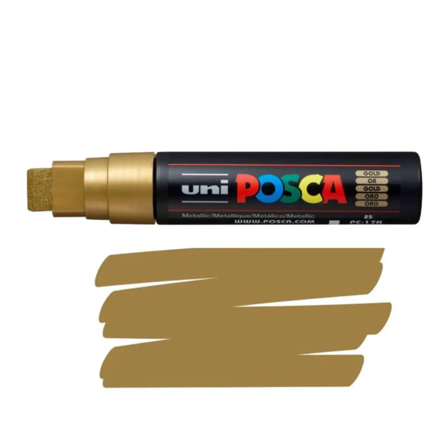 Pennarello Uni Posca Punta Scalpello Extra Large 15 mm - Oro - Pennarelli