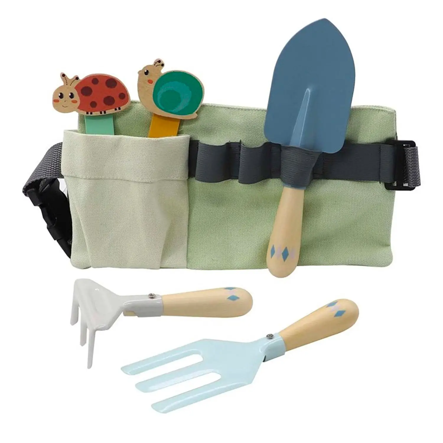 Set 3 Attrezzi da Giardinaggio in Legno e Metallo per Bambini - Cintura Inclusa! - Giardinaggio