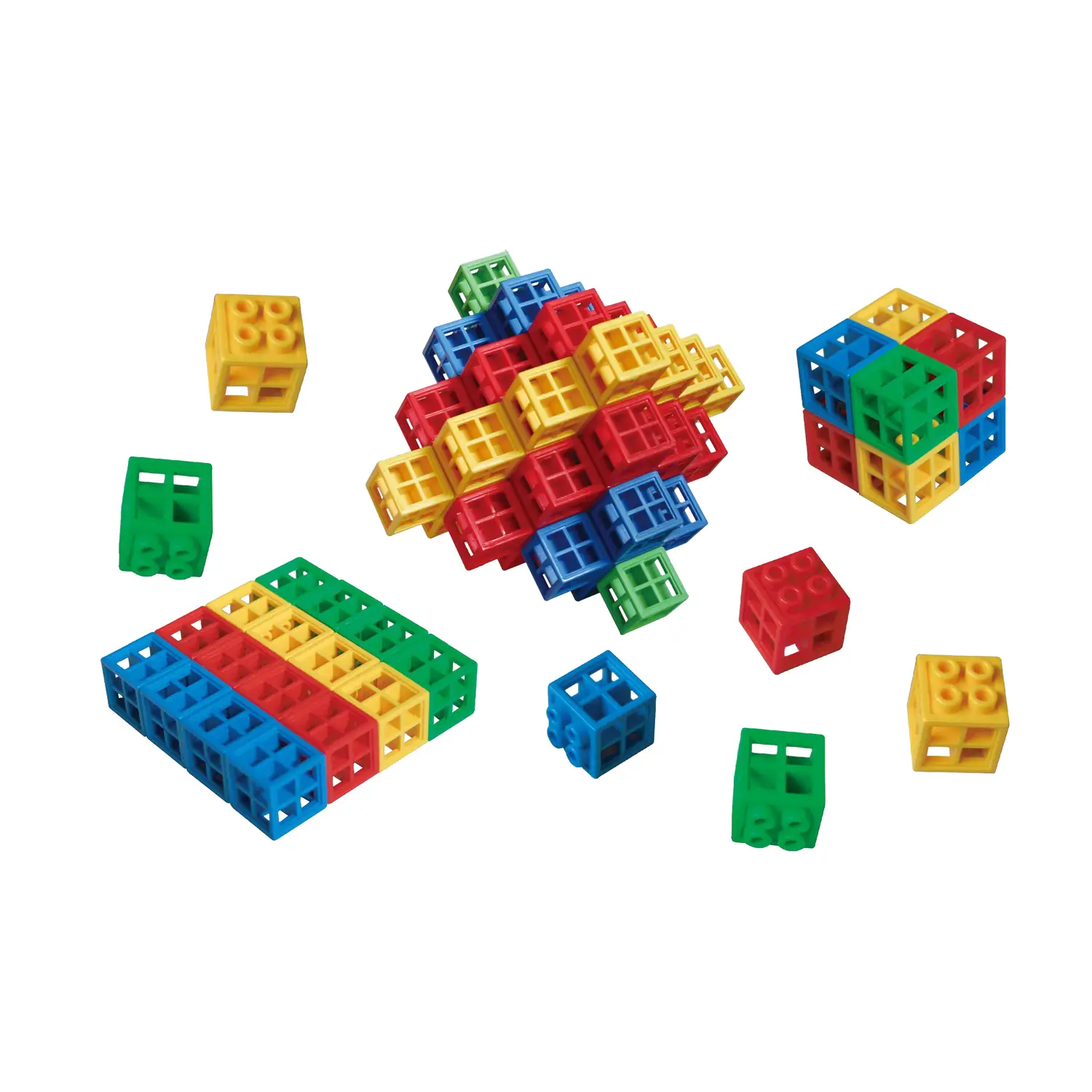 Costruzioni in Plastica Costricubo Traforati, 150 Cubi Assortiti in Scatola di Cartone Eco - Costruzioni in plastica