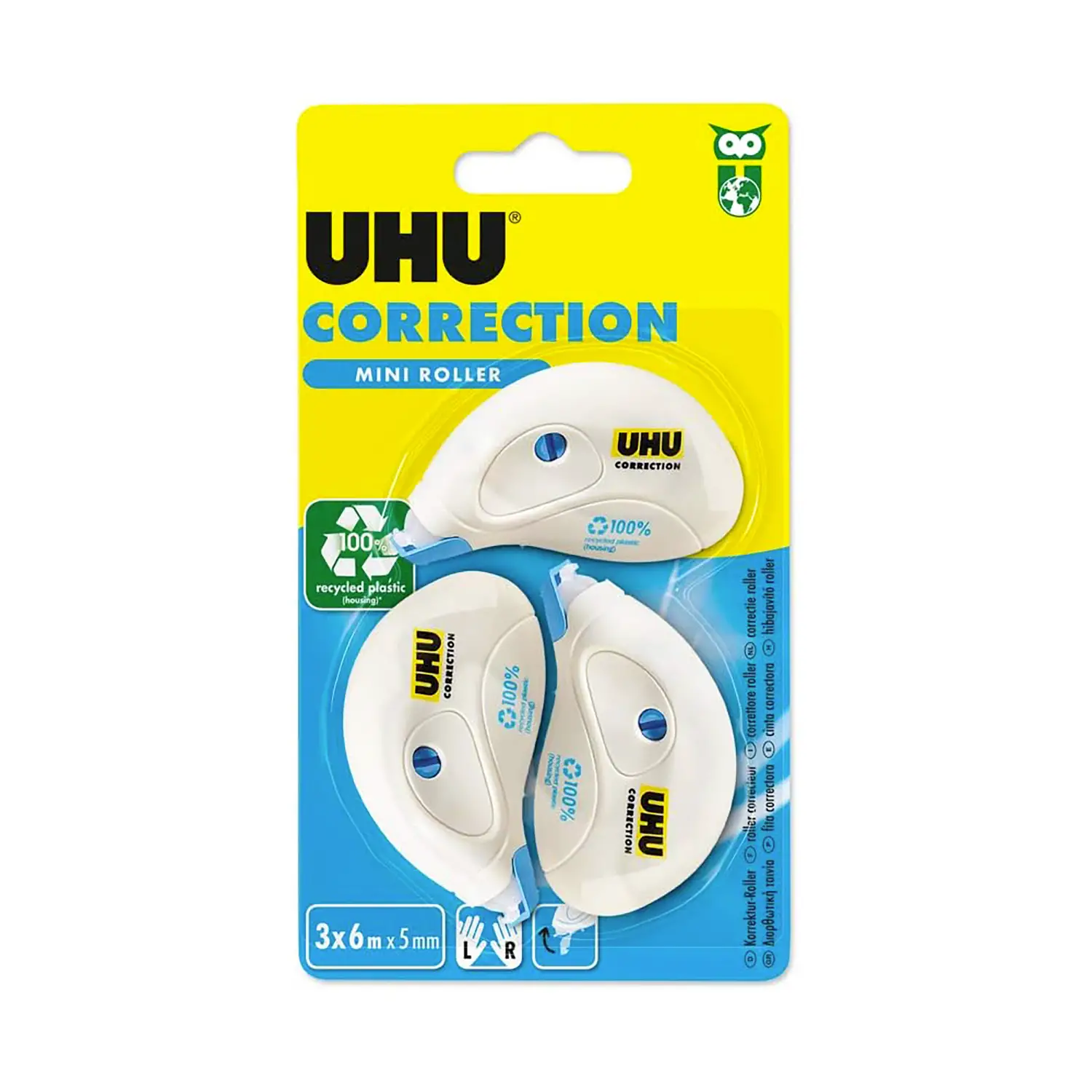 Correttori Mini Roller UHU 6 m - 3 pezzi - Cancelleria varia