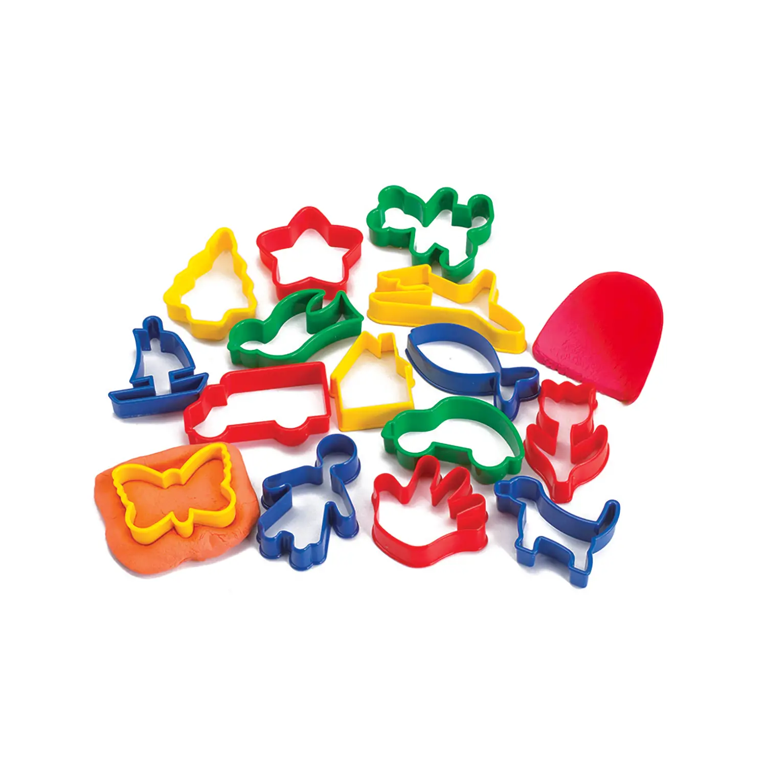 Stampini in Plastica Colorata per Plastilina e Paste da Modellare, Set 16 Soggetti Assortiti - Paste per modellare