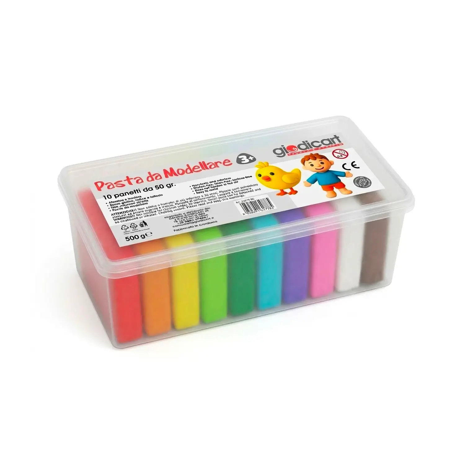 Plastilina Giodicart Pasta da Modellare Colorata, Set 10 Colori da 50 gr. - Paste per modellare