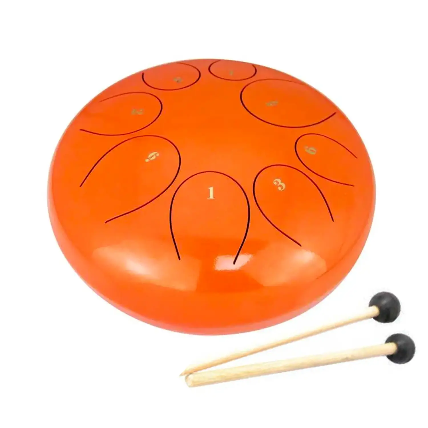 Tongue Drum a 8 Toni in Acciaio, Tamburo Armonico con Bacchette, Diametro 25 cm. - Educazione musicale