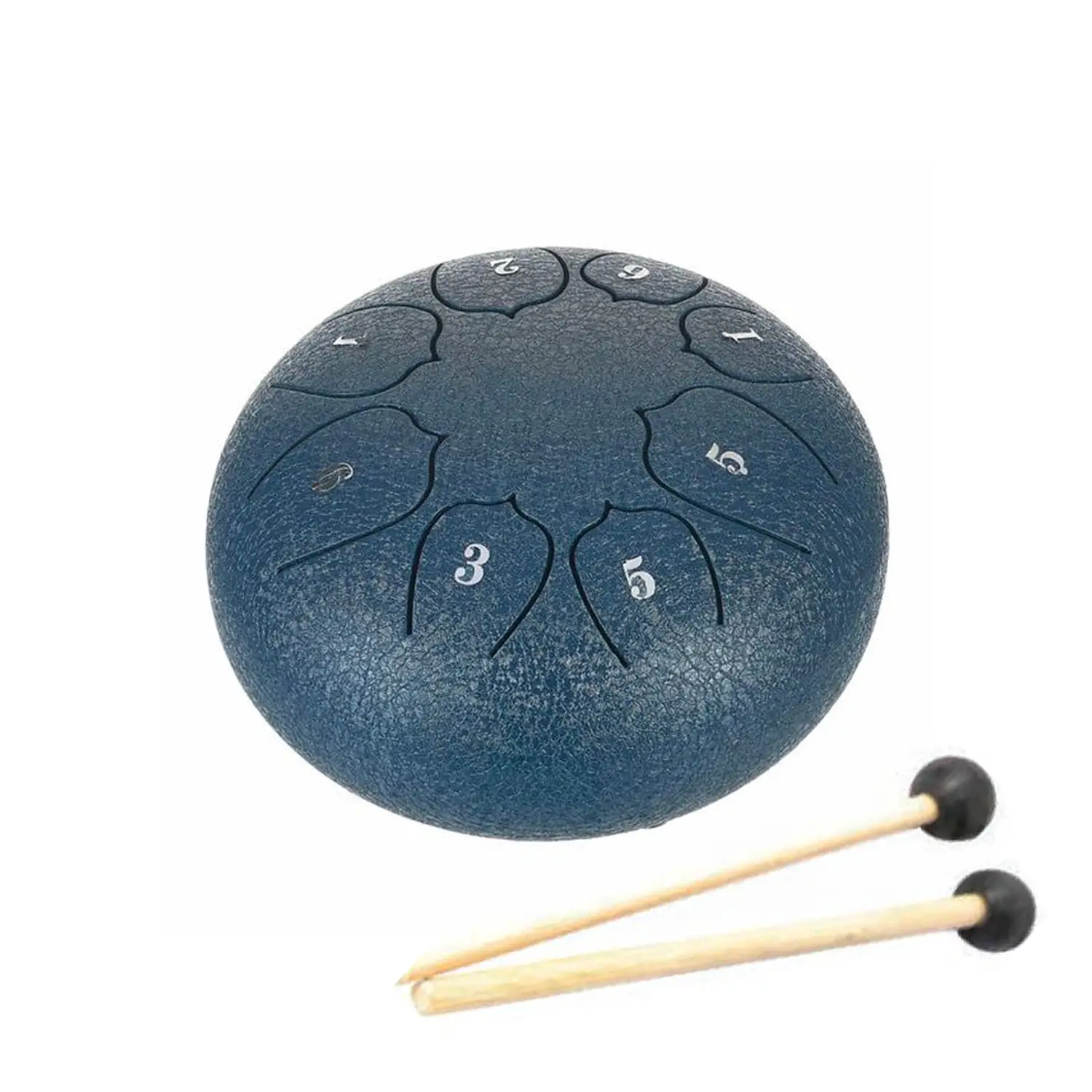 Tongue Drum a 8 Toni in Acciaio, Tamburo Armonico con Bacchette, Diametro 15 cm. - Educazione musicale