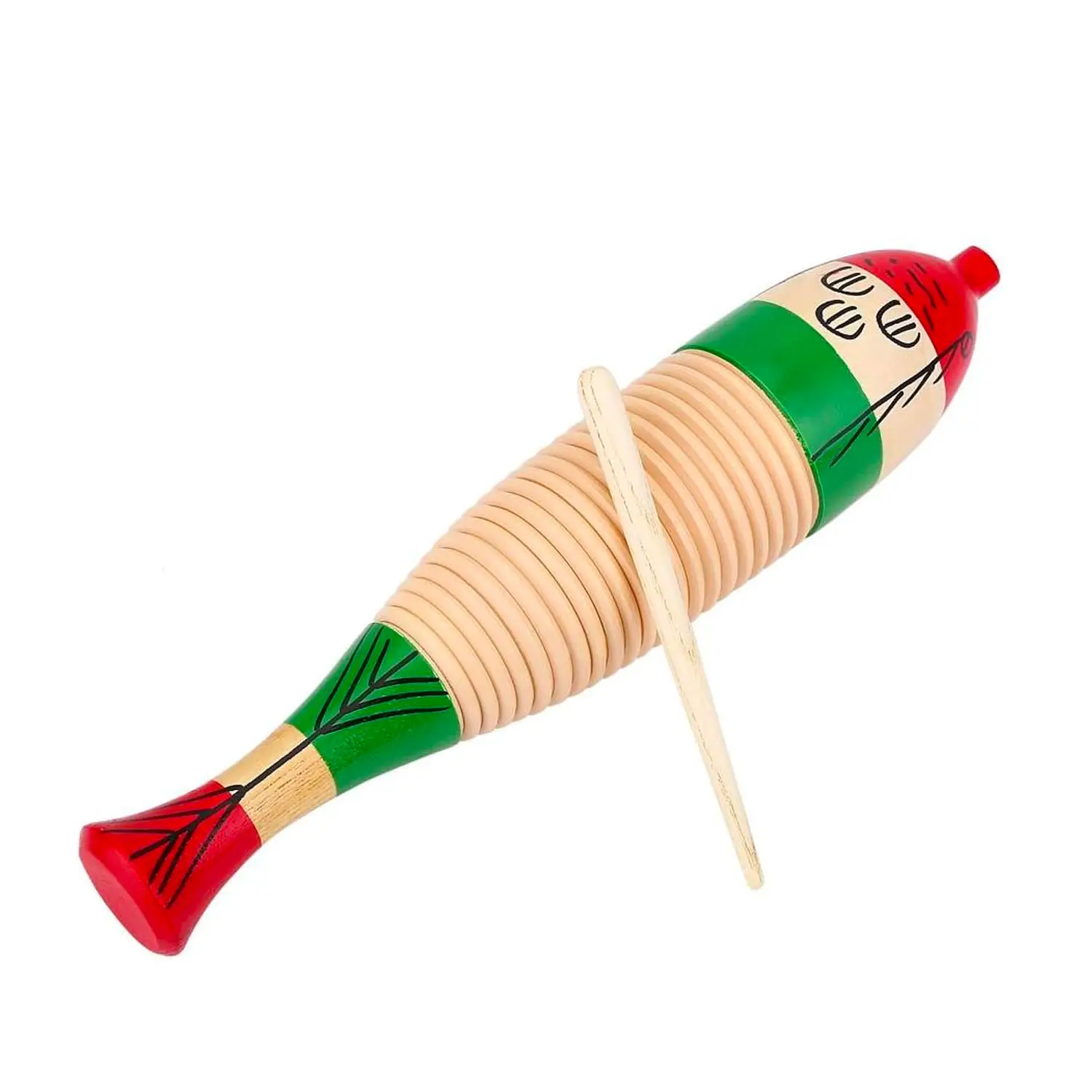 Guiro in Legno con Battente, Strumento Musicale 21 cm per Bambini - Educazione musicale