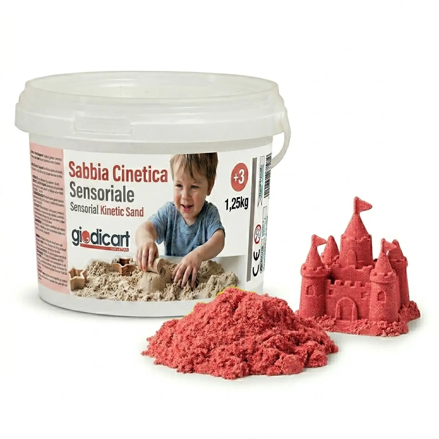Sabbia Cinetica per Manipolazione e Attività Sensoriali, Secchiello 1,25kg Rosso - Paste per modellare