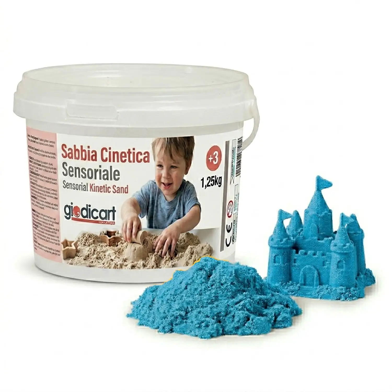 Sabbia Cinetica per Manipolazione e Attività Sensoriali, Secchiello 1,25kg Blu - Paste per modellare