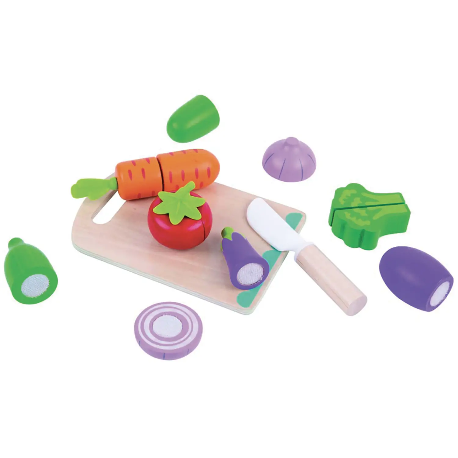 Verdura da Tagliare in Legno con Tagliere e Coltello - Alimenti, mercatini, stoviglie