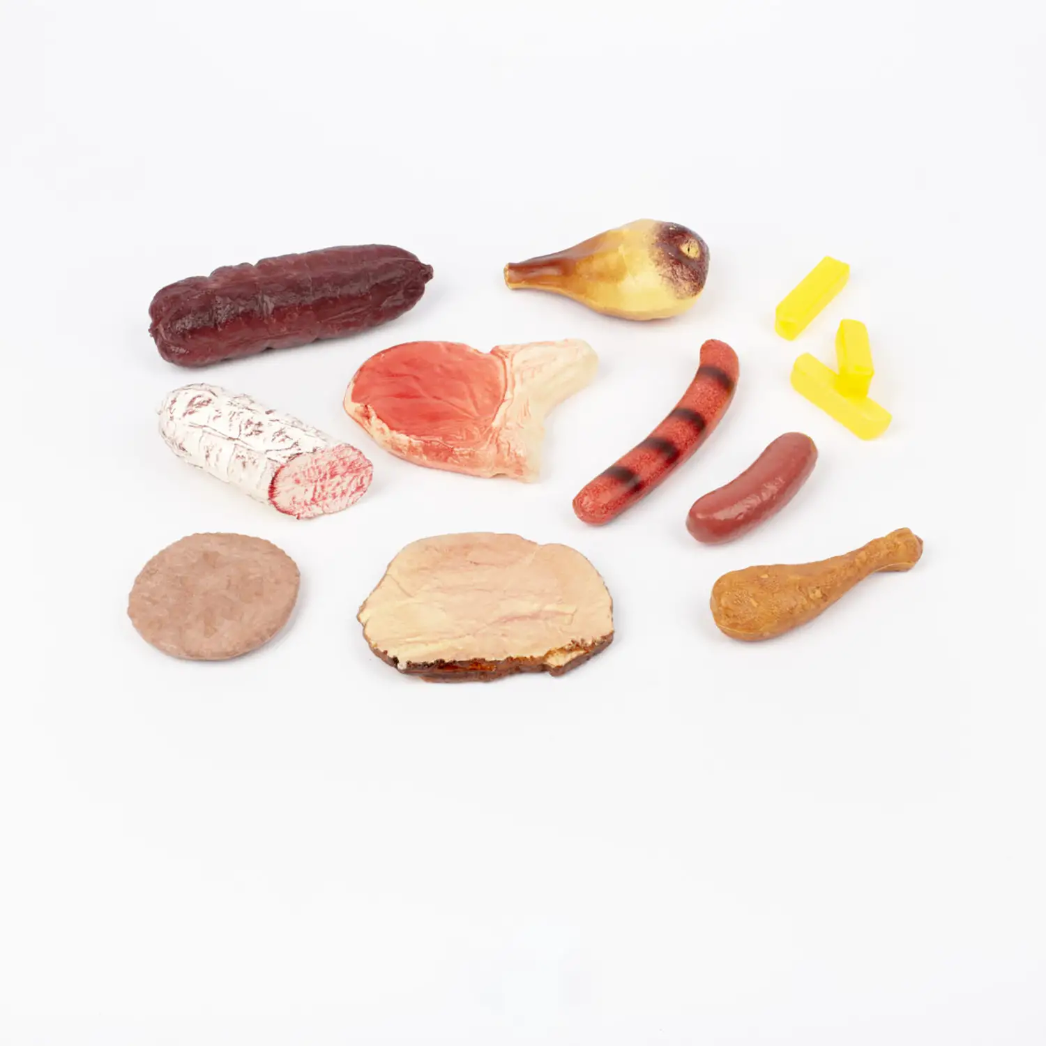 Alimenti in Plastica: Set Carni e Patatine Giocattolo Educativo - Alimenti, mercatini, stoviglie