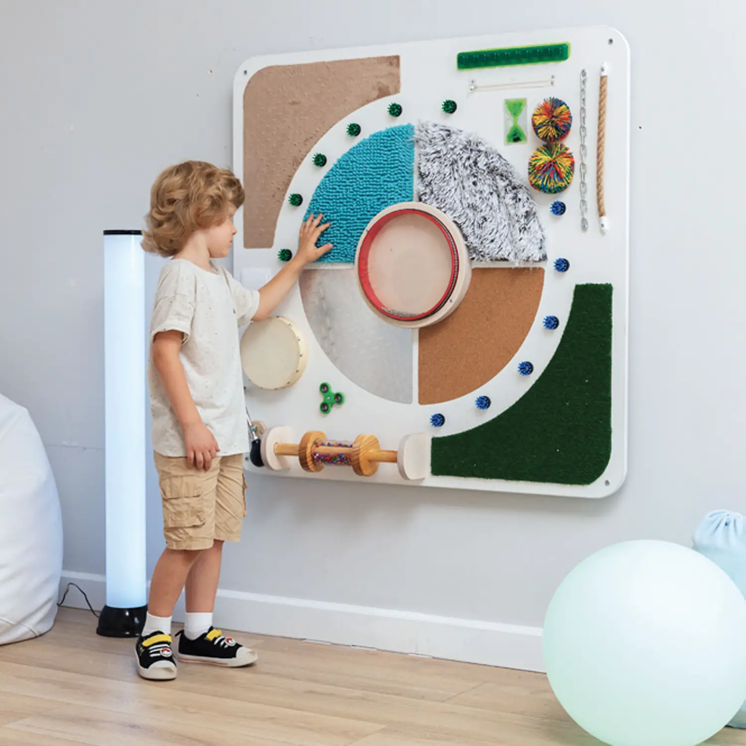Pannello Multisensoriale Maxi da Parete, Gioco Montessori, Cm 102x102 - Sviluppo sensoriale