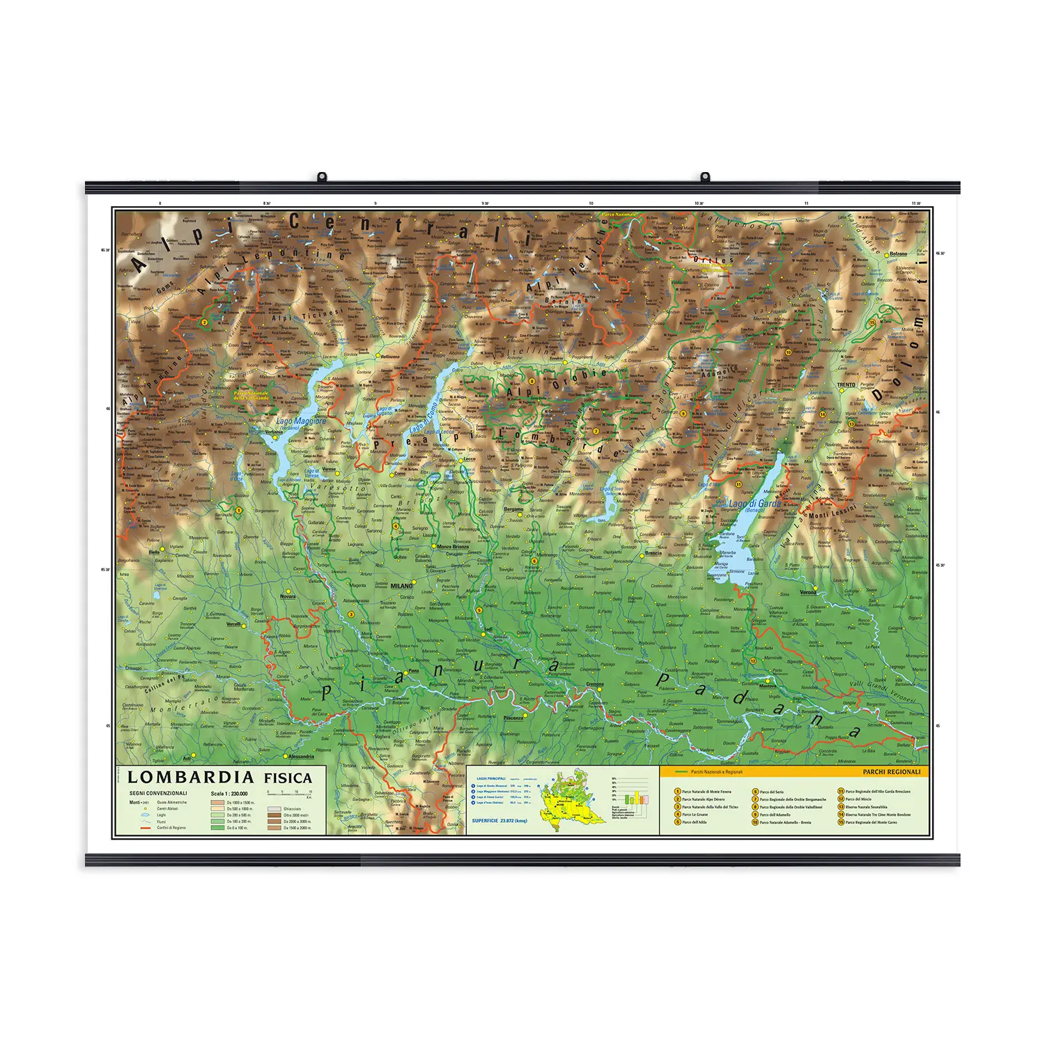 Carta Geografica Lombardia - Geografia e scienze naturali