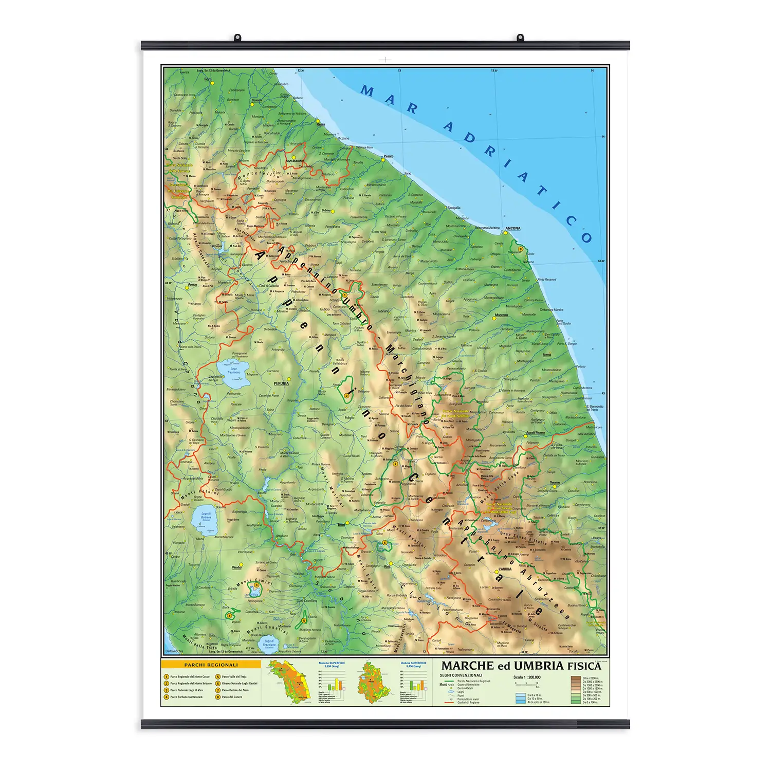 Carta Geografica Marche E Umbria - Geografia e scienze naturali
