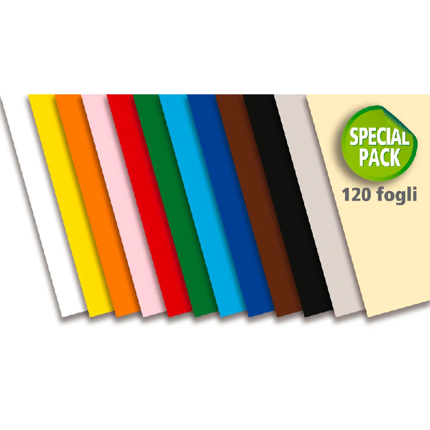 Cartoncino Colorato Premium Liscio cm. 35x50 Pacco Scuola Base 120 Fogli - Carta e cartoncino