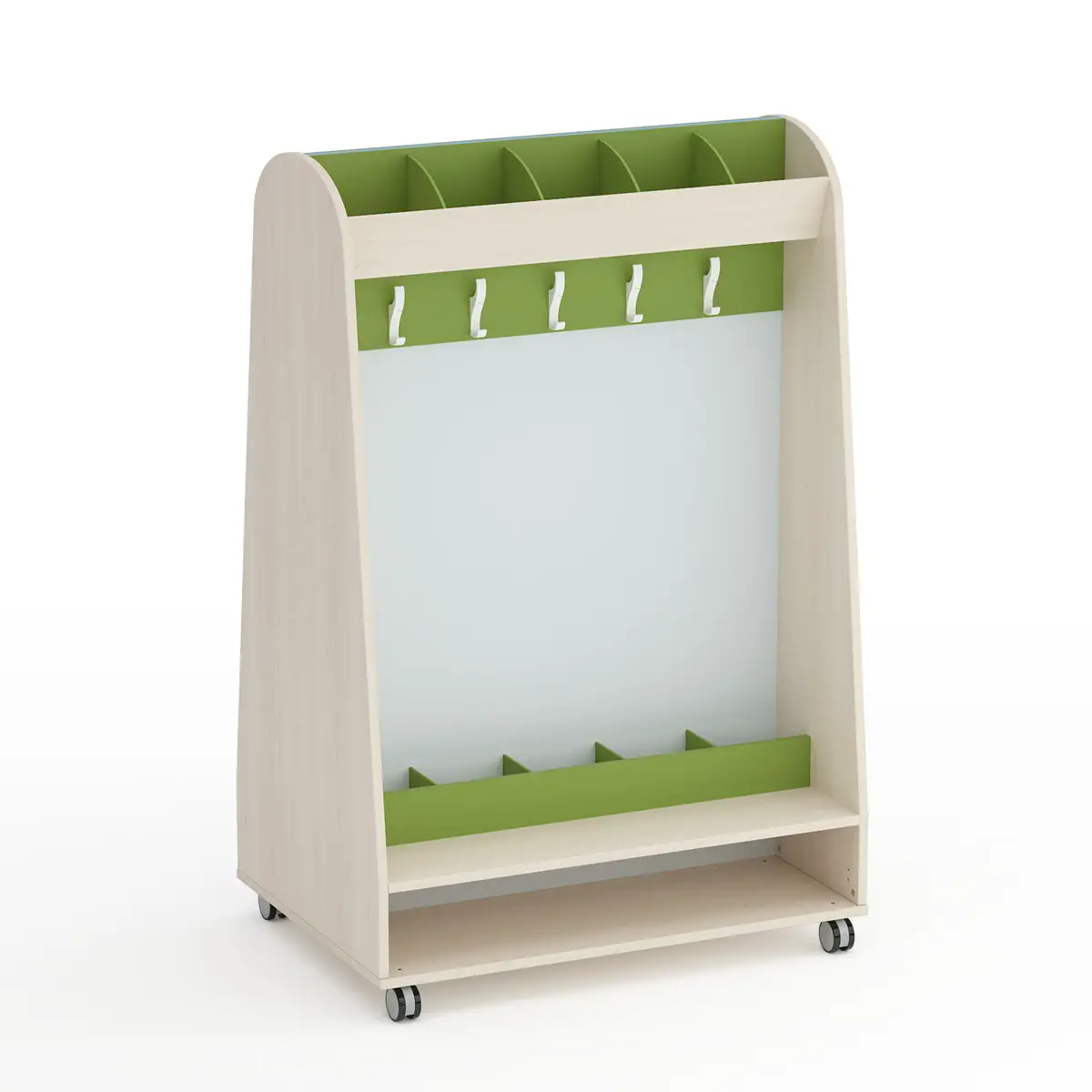 Appendiabiti Scuola Infanzia Kubò Betulla 10 Posti Verde Kiwi - Conforme CAM - Arredo Nido e Infanzia