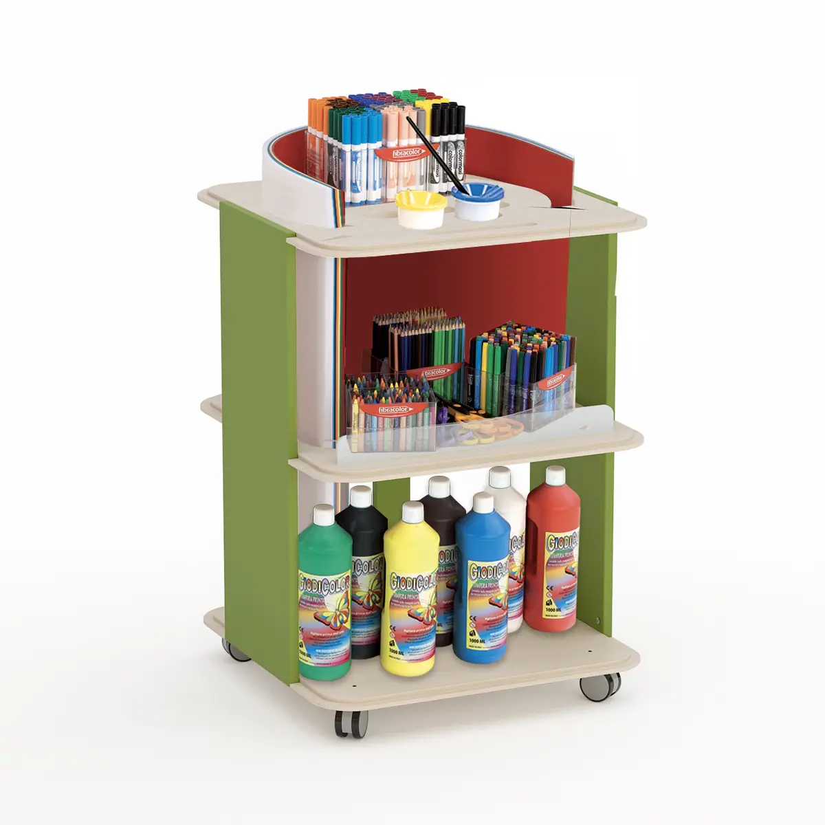 Carrello Scuola Infanzia Kubò - Conforme CAM - Completo di accessori - Carrelli