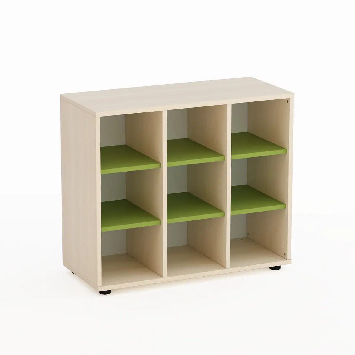 Mobile Scuola Infanzia Kubò Betulla 9 Caselle H 75 Cm. Verde Kiwi - Conforme CAM - Arredo Nido e Infanzia