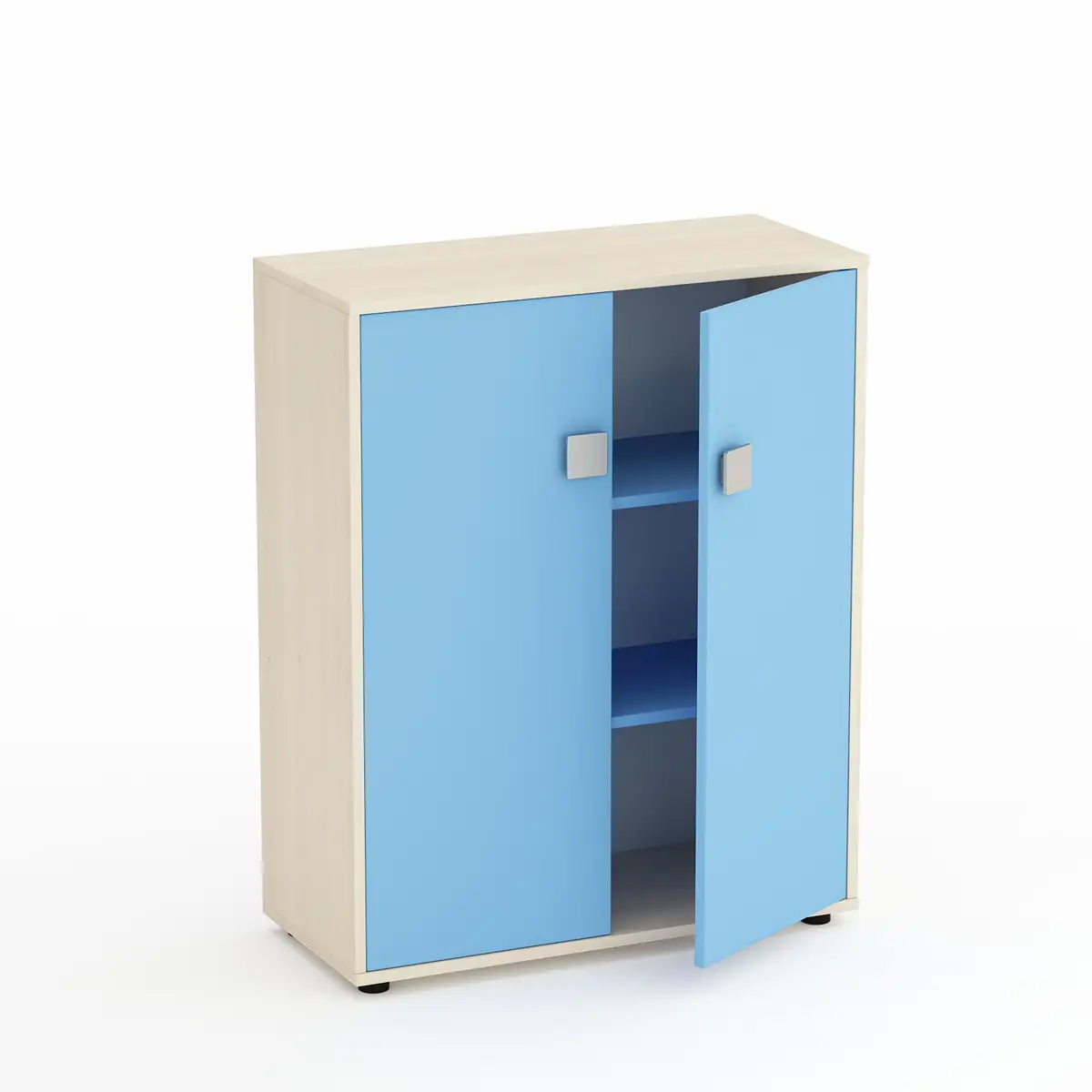 Mobile Scuola Infanzia Kubò Betulla 2 Ante H 110 cm. Blu Orizzonte - Conforme CAM - Arredo Nido e Infanzia