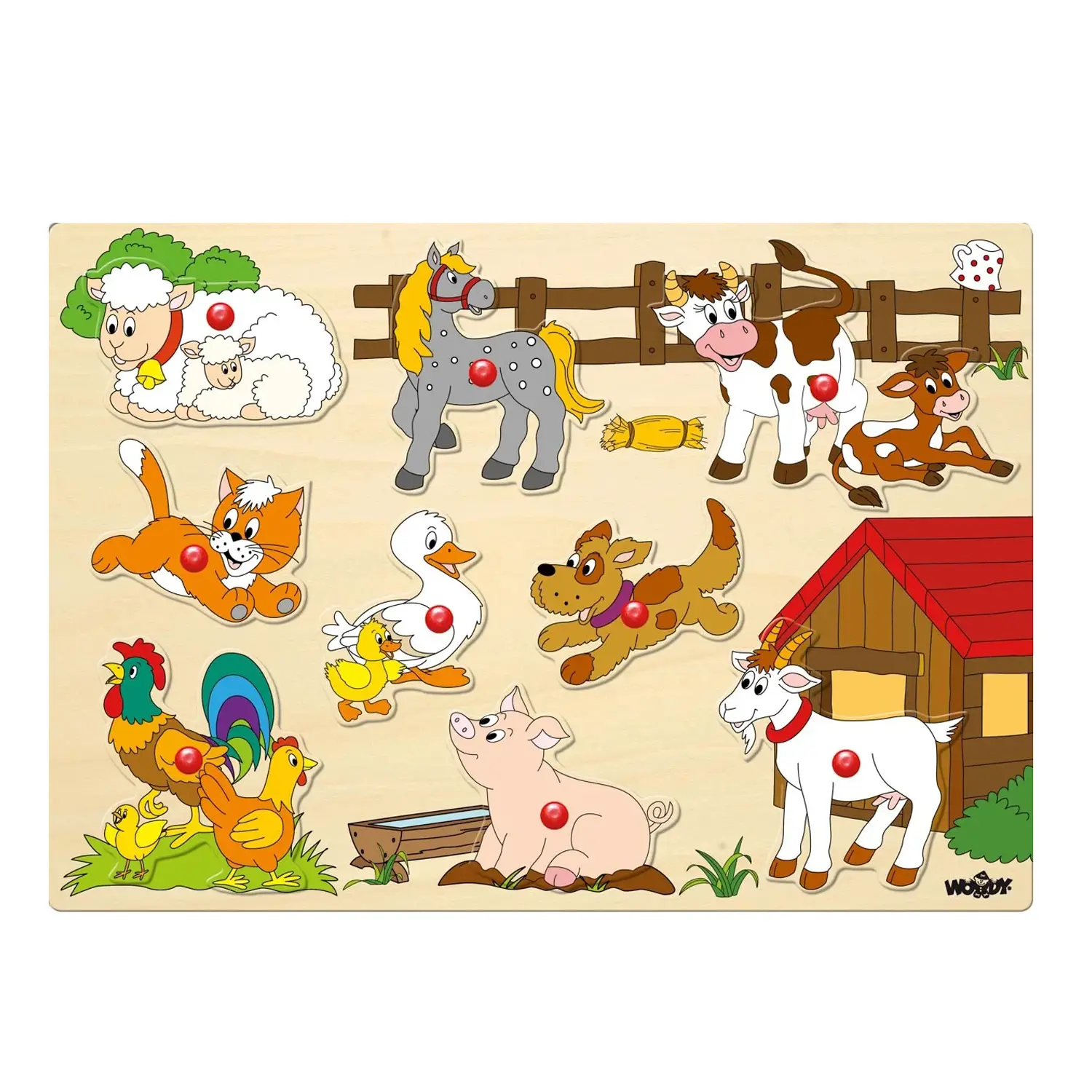Incastri con Piolini: Animali della Fattoria - Incastri e puzzle in legno