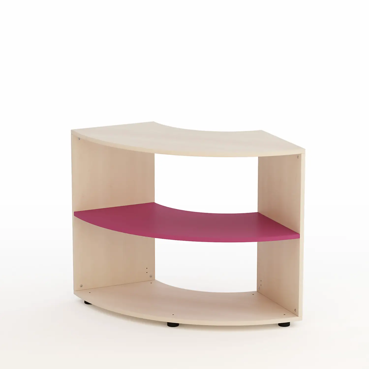 Mobile Scuola Kubò Betulla Curvo Angolare H 75 cm. Ripiani Fucsia - Conforme CAM - Arredo Nido e Infanzia