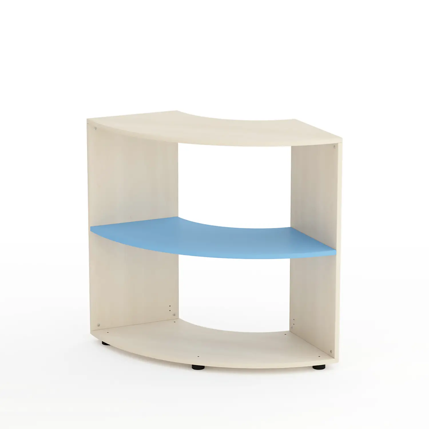 Mobile Scuola Kubò Betulla Curvo Angolare H 90 cm. Ripiani Blu Orizzonte - Conforme CAM - Arredo Nido e Infanzia