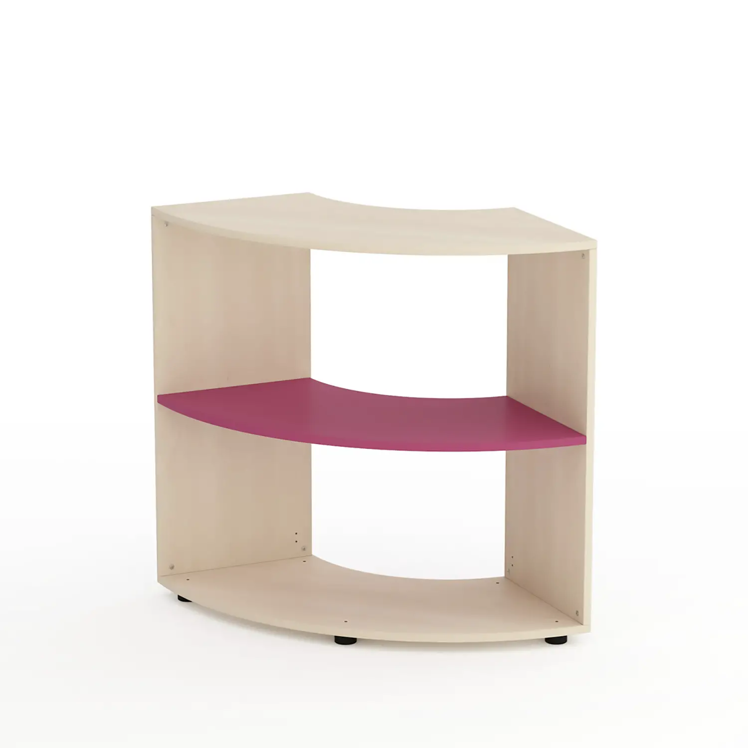 Mobile Scuola Kubò Betulla Curvo Angolare H 90 cm. Ripiani Fucsia - Conforme CAM - Arredo Nido e Infanzia